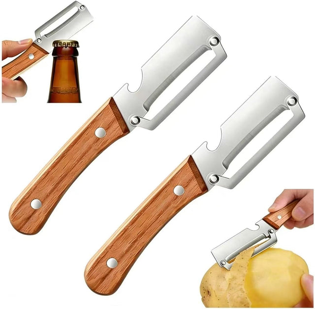 2-in-1 Wooden Handle Peeler & Bottle Opener