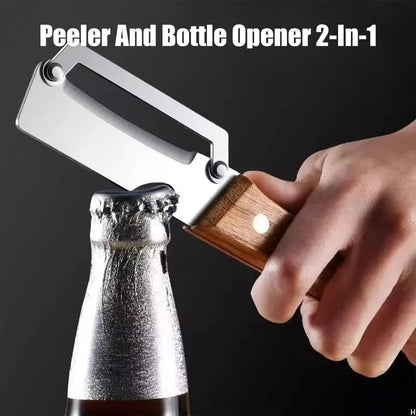2-in-1 Wooden Handle Peeler & Bottle Opener