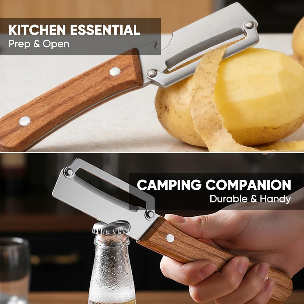 2-in-1 Wooden Handle Peeler & Bottle Opener