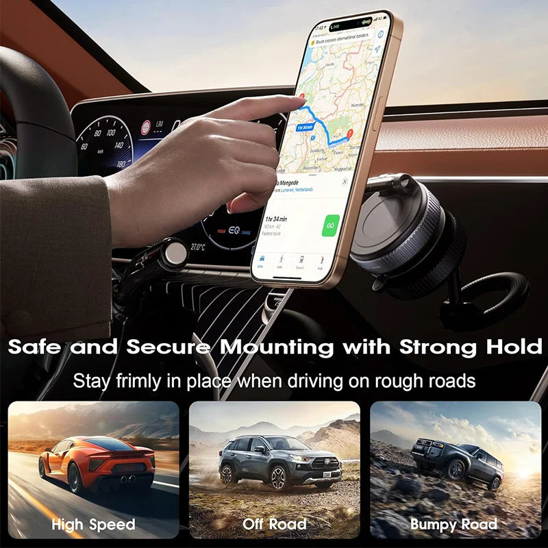 360° Magnetic Car Phone Mount with Vacuum Suction Base