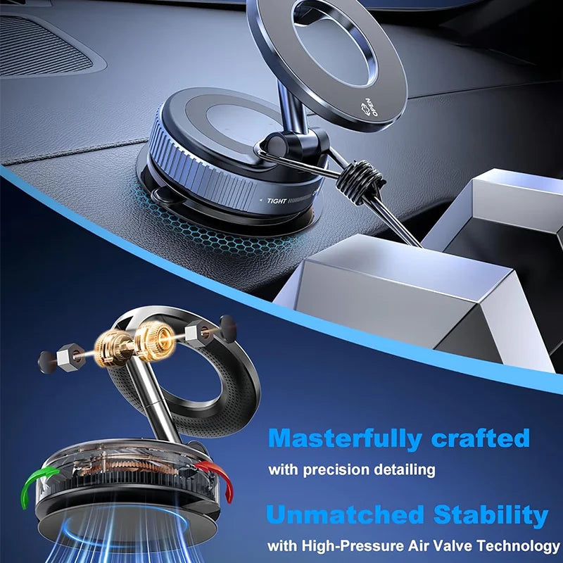 360° Magnetic Car Phone Mount with Vacuum Suction Base